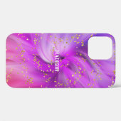 Personalisierter Abstrakter Lila Glitzer Case-Mate iPhone Hülle (Rückseite (Horizontal))