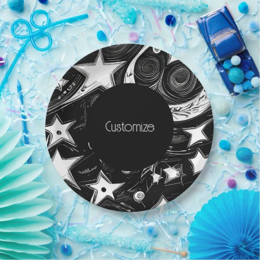 Personalisierter Abstrakter Mond und Sterne Pappteller (Party)