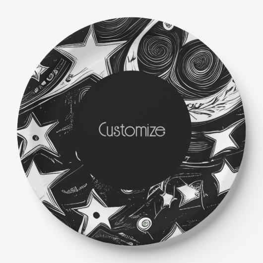 Personalisierter Abstrakter Mond und Sterne Pappteller (Vorderseite)