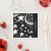 Personalisierter Abstrakter Mond und Sterne Serviette (Beispiel)