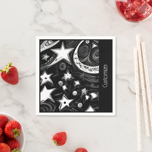 Personalisierter Abstrakter Mond und Sterne Serviette (Beispiel)