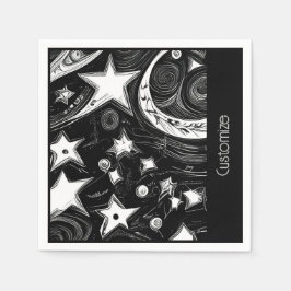 Personalisierter Abstrakter Mond und Sterne Serviette