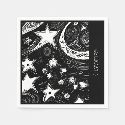 Personalisierter Abstrakter Mond und Sterne Serviette (Vorderseite)
