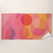 Personalisierter Abstrakter Swirl Rosa Orange Strandtuch (Vorderseite)
