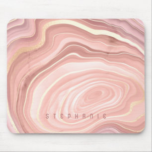Personalisierter Achat-Geoden-Blush-Pink-Gold Mousepad
