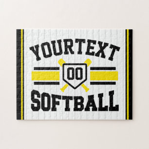Personalisierter ADD NAME Softball-Spieler Varsity Puzzle
