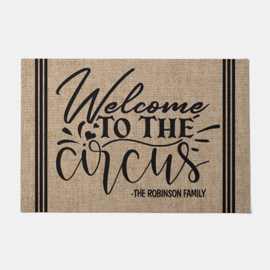 Personalisierter ADD NAME Willkommen beim Zirkus Fußmatte (Vorderseite)