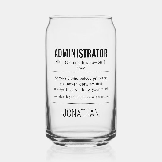 Personalisierter Administrator Funny Dosenglas (Vorderseite)