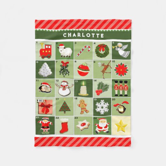 Personalisierter Adventskalender Fleecedecke (Vorderseite)