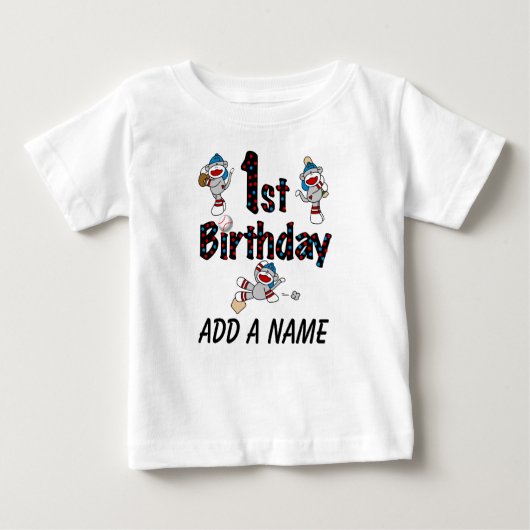 Personalisierter Affe-Baseball-1. Baby T-shirt (Vorderseite)