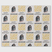 Personalisierter Affe Schimpanse & Banana Geburtst Geschenkpapier (Flach)