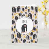 Personalisierter Affe Schimpanse & Banana Geburtst Karte (Gelbe Blume)