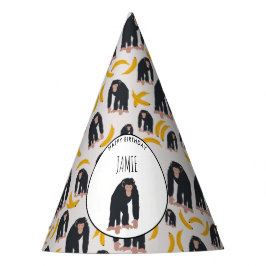 Personalisierter Affe Schimpanse & Banana Geburtst Partyhütchen