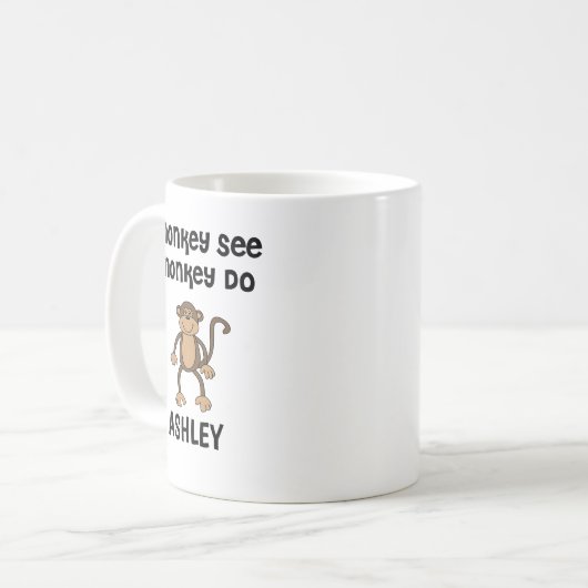 Personalisierter Affenblick, Affe macht Tasse (Vorderseite Links)