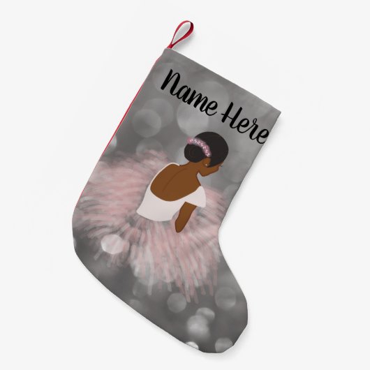 Personalisierter afrikanischer amerikanischer kleiner weihnachtsstrumpf (Vorderansicht (hängend))