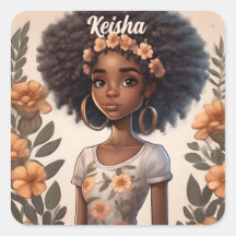 Personalisierter afrikanischer Mädchensticker