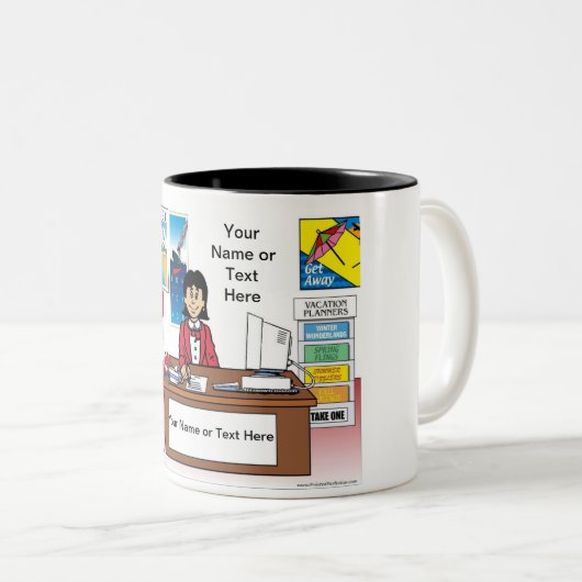 Personalisierter Agent für Reisen - Cartoon Zweifarbige Tasse (VorderseiteRechts)