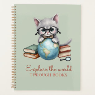 Personalisierter akademischer Planer "Wander Cat"