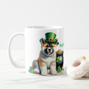 Personalisierter Akita St. Patty's Day Kaffeebeche Kaffeetasse