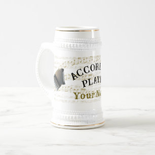 Personalisierter Akkordeonspieler Bierkrug Bierglas