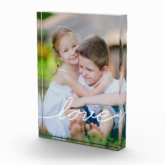 Personalisierter Akryllischer Foto-Block der Liebe Fotoblock (Rechts)