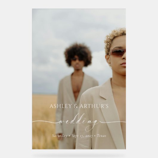 Personalisierter Akryllischer Hochzeitssender Foto Acrylschild (Vorderseite)