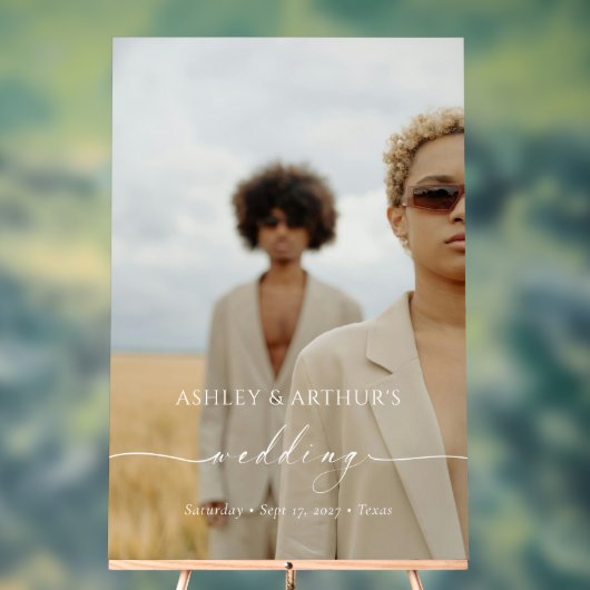 Personalisierter Akryllischer Hochzeitssender Foto Acrylschild (Neutral)