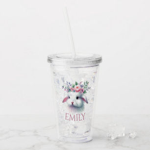Personalisierter Akryltumbler, rosa Blumensonnenha Acryltrinkbecher