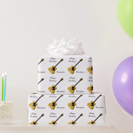 Personalisierter Akustikgitarre-Geburtstag Geschenkpapier (Partygeschenke)