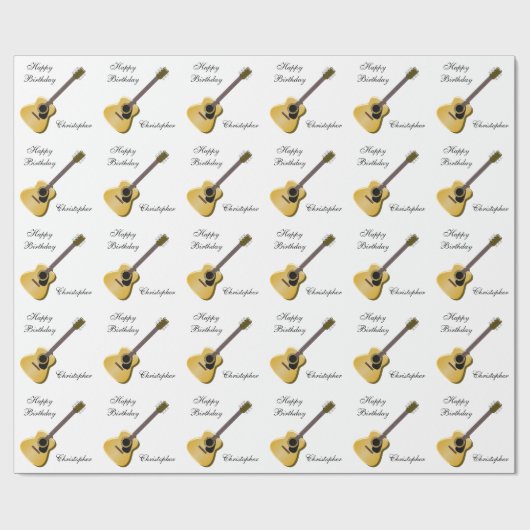 Personalisierter Akustikgitarre-Geburtstag Geschenkpapier (Flach)