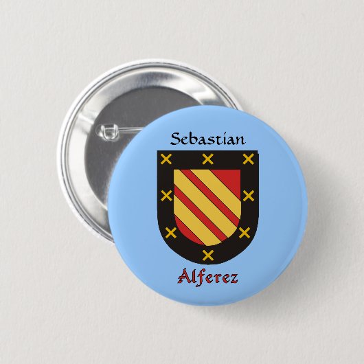Personalisierter Alferez Historischer Schild Button (Vorne & Hinten)