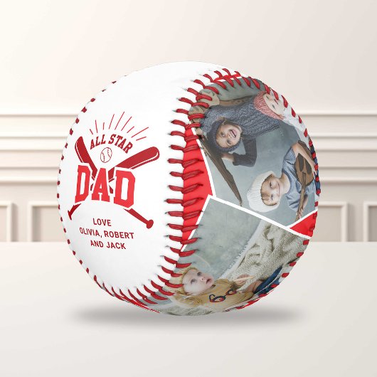 Personalisierter „All Star Dad“ Rot Baseball