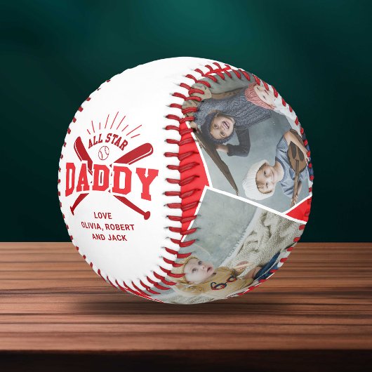 Personalisierter „All Star Daddy“ Rot Baseball