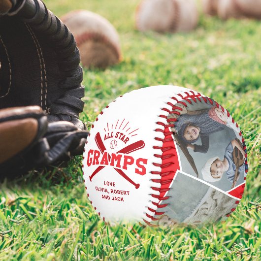 Personalisierter „All Star Gramps“ Rot Baseball