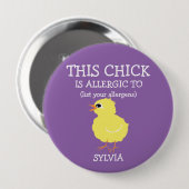 Personalisierter Allergie-Alarm-flaumiges gelbes Button (Vorne & Hinten)