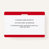 Personalisierter Allergie-Warndienst Hunde-Foto-ID Ausweis (Rückseite)