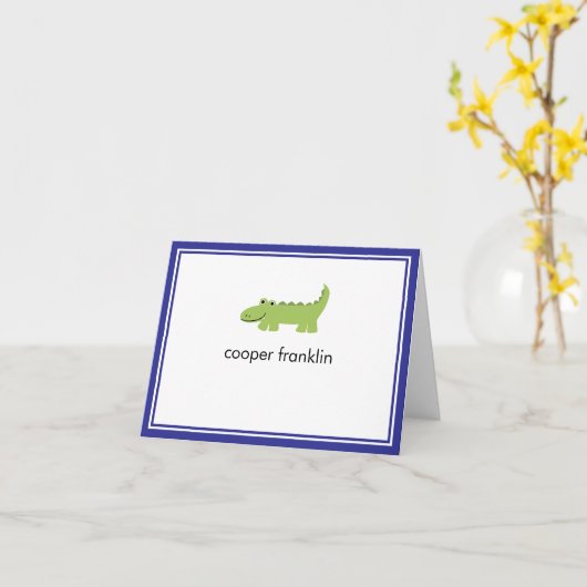 Personalisierter Alligator Karte (Gelbe Blume)