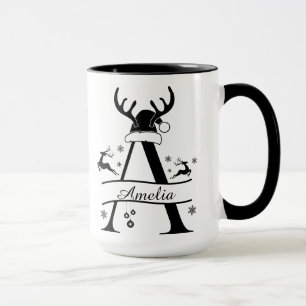 Personalisierter Alphabet 'A' Weihnachtskaffeebech Tasse