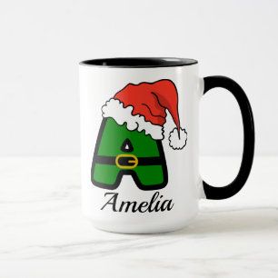 Personalisierter Alphabet 'A' Weihnachtskaffeebech Tasse