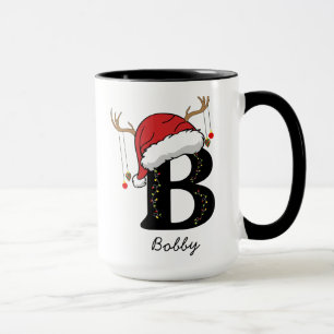 Personalisierter Alphabet 'B' Weihnachtskaffeebech Tasse