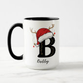 Personalisierter Alphabet 'B' Weihnachtskaffeebech Tasse (Links)