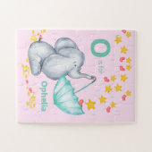 Personalisierter Alphabet Name Niedlich Elefantenm Puzzle (Horizontal)