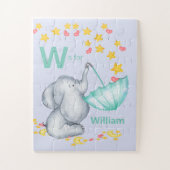 Personalisierter Alphabet Name Niedliche Elefanten Puzzle (Vertikal)