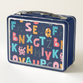 Personalisierter Alphabet-Spaß - Zurück zur Schule Metall Brotdose (Rückseite)
