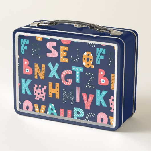 Personalisierter Alphabet-Spaß - Zurück zur Schule Metall Brotdose (Rückseite)