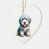 Personalisierter alter englischer Schafhund Welpen Keramik Ornament (Links)