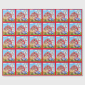 Personalisierter alter MacDonald's Farm Blue Trakt Geschenkpapier (Flach)