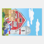 Personalisierter alter MacDonald's Farm Blue Trakt Geschenkpapier Set (Vorderseite 3)