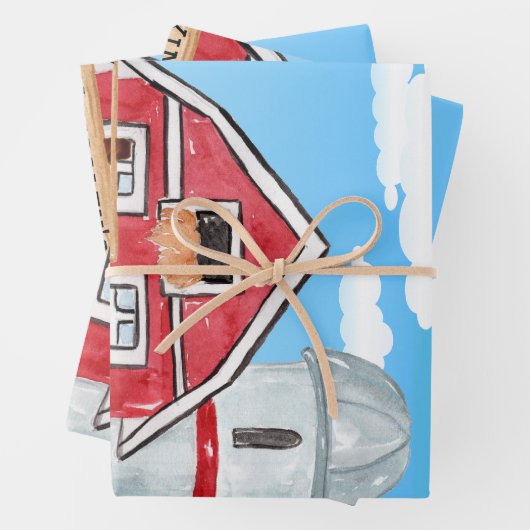 Personalisierter alter MacDonald's Farm Blue Trakt Geschenkpapier Set (Beispiel)