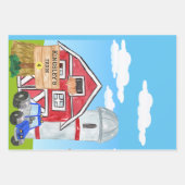 Personalisierter alter MacDonald's Farm Blue Trakt Geschenkpapier Set (Vorderseite)